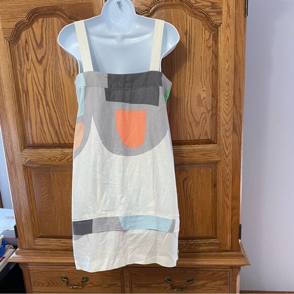 See by Chloe Colorblock Overall Mini Dress Zipper Womens Sz 4 Linen Blend READ* - Picture 2 of 16